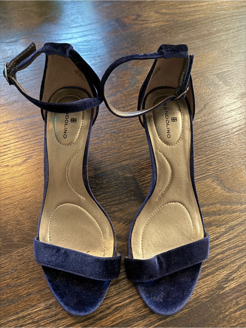 Bandolino Navy Velvet Ankle-Strap Women's Sandals Size 6